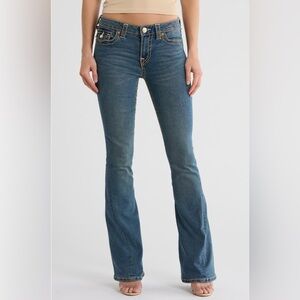 TRUE RELIGION Joey Flap Pocket Mid-Rise Flare Jean-Medium Steamy Wash, Size 27